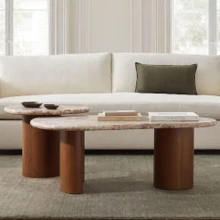 Alora Solid Wood & Marble Nesting Coffee Tables (23"–44")