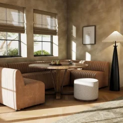 Anniina Channeled Leather Dining Bench (49"–82")