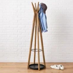 Anton Solid Wood Coat Rack - Burnt Wax