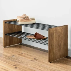 Anton Solid Wood Shoe Rack - Burnt Wax