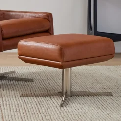 Austin Leather Swivel Chair & Ottoman Set