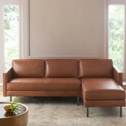Axel Leather 2-Piece Chaise Sectional (91")
