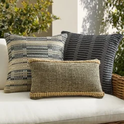 Black & Natural Woven Outdoor Pillow Set