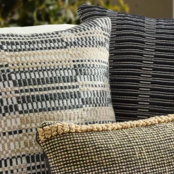 Black & Natural Woven Outdoor Pillow Set