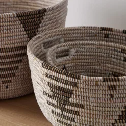 Black/White Graphic Woven Baskets (Set of 3)