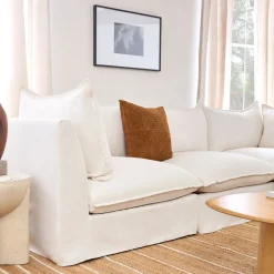 Bleecker Down-Filled Slipcover Modular 4-Piece Ottoman Sectional (123")