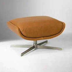 Bowden Leather Swivel Ottoman