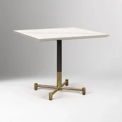 Branch Restaurant Square Dining Table - Porcelain w/ Protective Metal Bumper