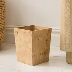 Burled Wood Waste Bin