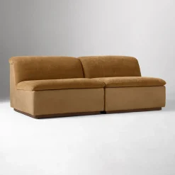 Calvin Fabric & Leather Armless Modular Sofa (77" – 115.5")