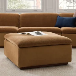 Calvin Fabric & Leather Ottoman