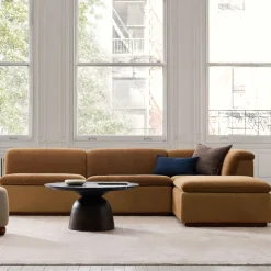 Calvin Fabric & Leather 4-Piece Ottoman Sectional (113.5")