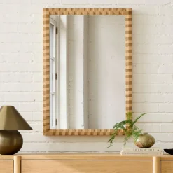 Cantilever Textured Wood Wall Mirror