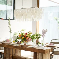 Capiz Rectangle Chandelier (30.5")