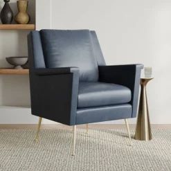 Carlo Leather Mid-Century Chair - Metal Legs