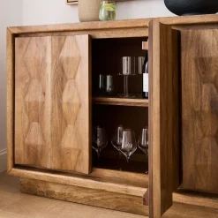 Carved Pattern Solid Wood Buffet (72")
