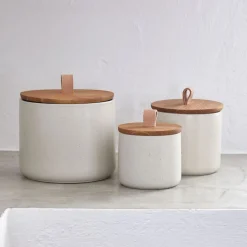 Casafina Pacifica Wood Top Stoneware Canister