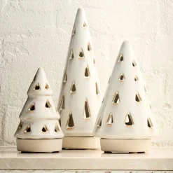 Ceramic Tree & Village Tealight Candleholders