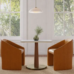 Claire Restaurant Dining Table - Porcelain w/ Protective Metal Bumper - Rectangle