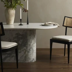 Claudelle Scalloped Marble Dining Table (74")