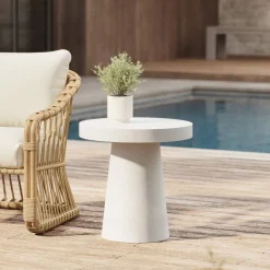 Concrete Pedestal Indoor/Outdoor Round Side Table (18"–24")