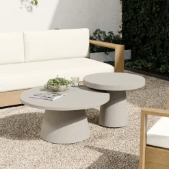 Concrete Pedestal Outdoor Nesting Coffee Tables (24"–44")