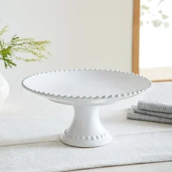 Costa Nova Pearl White Stoneware Cake Stand