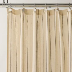 Cotton Linen Striped Shower Curtain