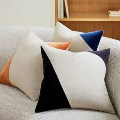 Cotton Linen & Velvet Corners Pillow Cover