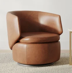 Crescent Leather Swivel Chair