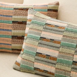 Crewel Multi Geo Block Pillow Cover