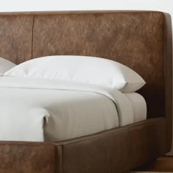Curved Modern Faux Leather Bed