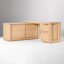 Cutler L-Shaped Desk (68") & File Cabinet (16") Set