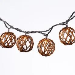 Decorative 10-Piece Rattan String Lights - Sphere