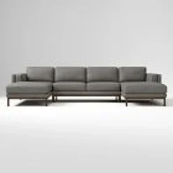 Dekalb Leather 3-Piece U-Shaped Sectional