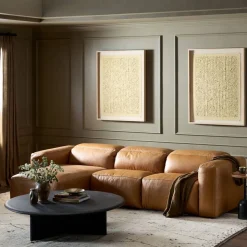 Delevan Leather Power Recliner 3-Piece Chaise Sectional (121")