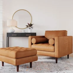 Dennes Leather Chair & Ottoman Set