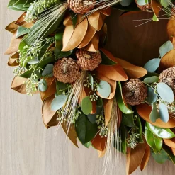 Dried Magnolia Wheat Wreath