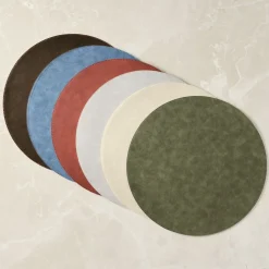 Easy-Care Round Faux Leather Placemats