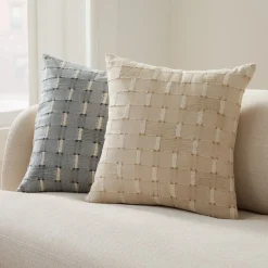 Embroidered Modern Blocks Pillow Cover