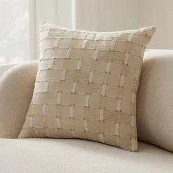 Embroidered Modern Blocks Pillow Cover
