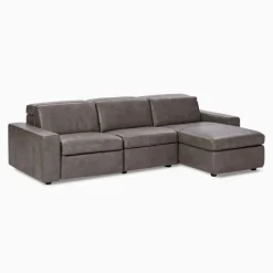 Enzo Leather 3-Piece Reclining Chaise Sectional w/ Storage (108")