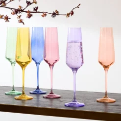 Estelle Colored Glass Champagne Flute (Set of 6)