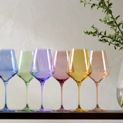 Estelle Colored Glass Stemmed Wine Glass (Set of 6)