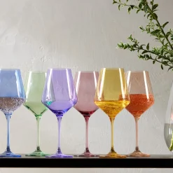 Estelle Colored Glass Stemmed Wine Glass (Set of 6)