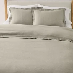European Flax Linen Merrow Edge Duvet Cover & Shams