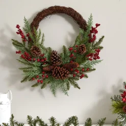 Faux Pine & Cedar Pine Cones Wreath