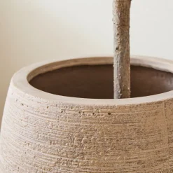 Faux Potted Olive Tree & Curved Round Planter Bundle