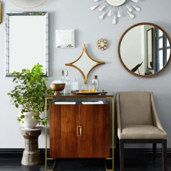 Floating Round Wood Wall Mirror