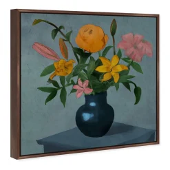 Floral Still Life Vase Framed Canvas Wall Art